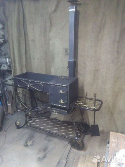 Мангал с печью под казан