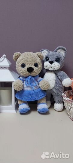 Мишка из плюшевой пряжи