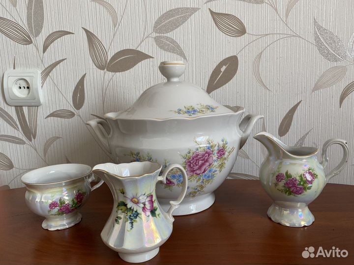 Коростенский фарфор супница, сливочник