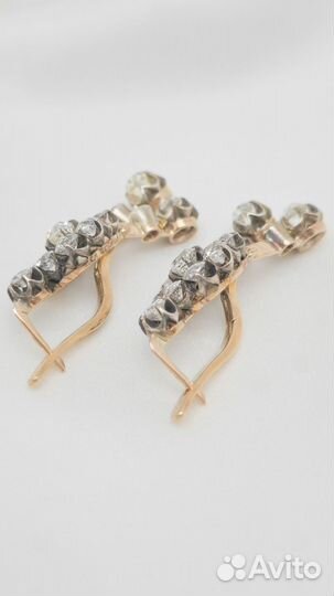 Золотые серьги с алмазами 56/10.48 гр