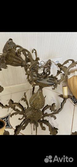 Люстра бронзовая старинная