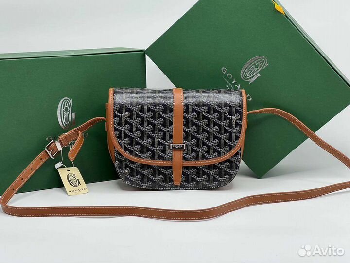 Сумка Goyard канва и Кожа Люкс 22/16см