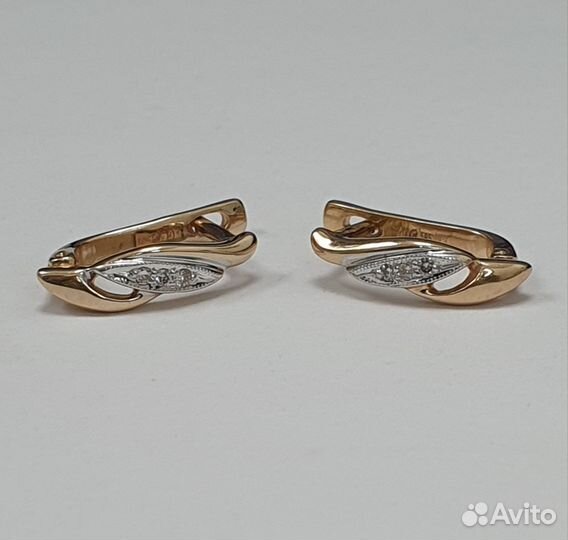 Золотые серьги с фианитами 585