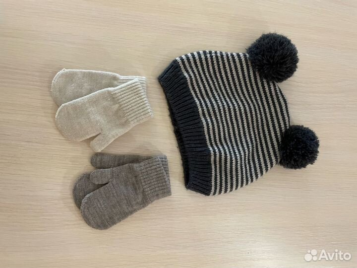 Шапочка и варежки детские (6-12 мес.)
