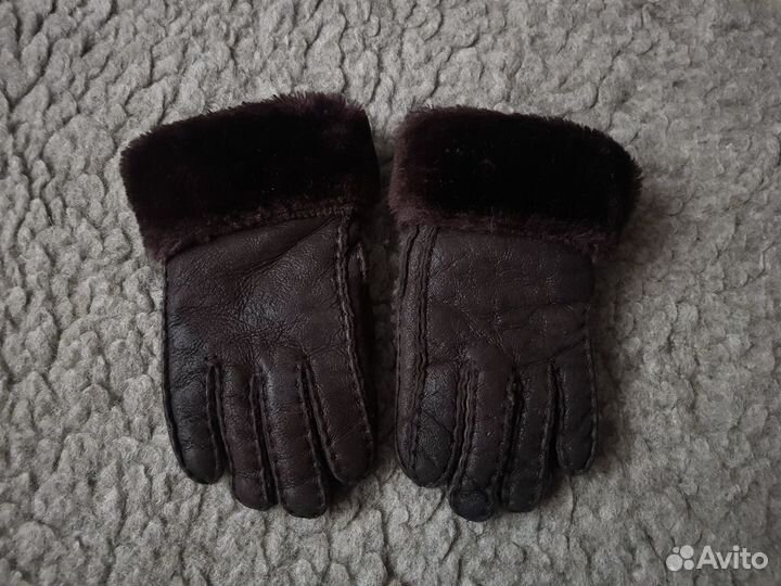 Перчатки варежки кожаные на меху для мальчика