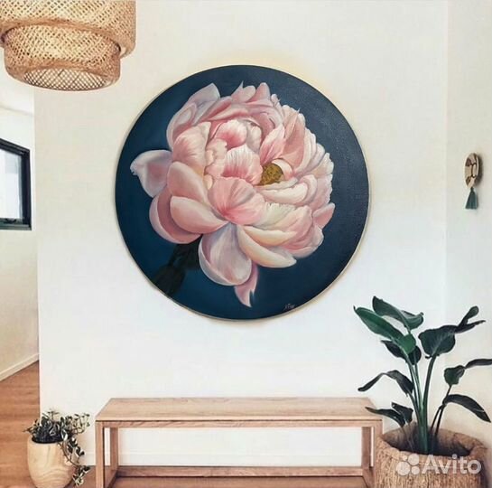 Картина маслом пион