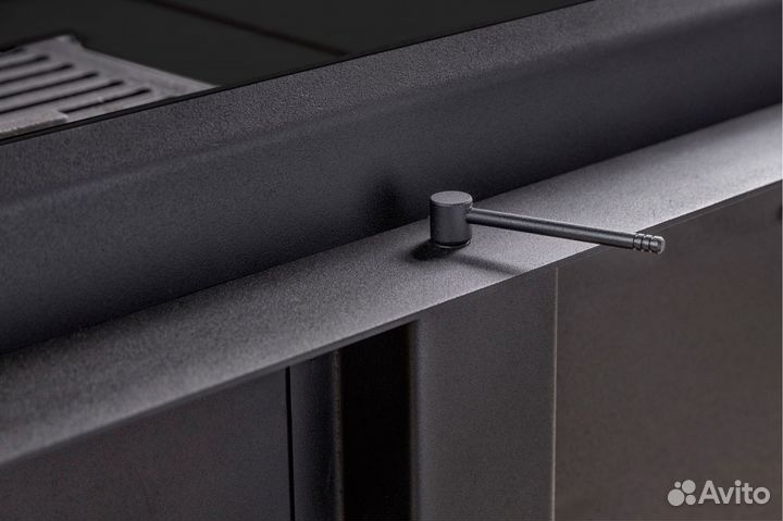 Каминная топка Экокамин Дельта 1000 RB два стекла принтинг правая черный шамот