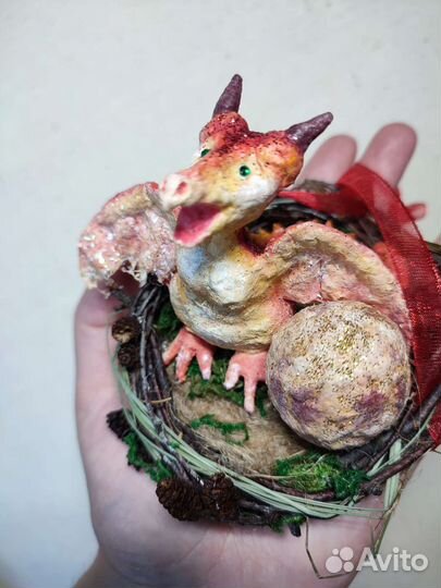 Ватная елочная грушка дракон, Змей Горыныч