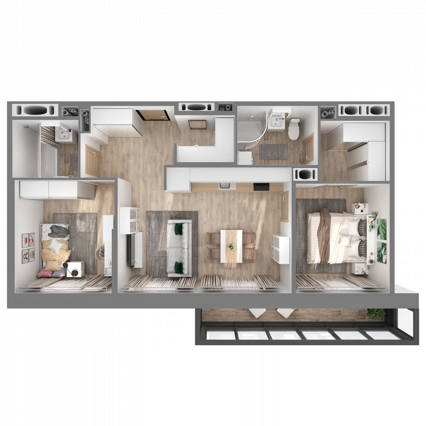 2-к. квартира, 63,7 м², 6/23 эт.