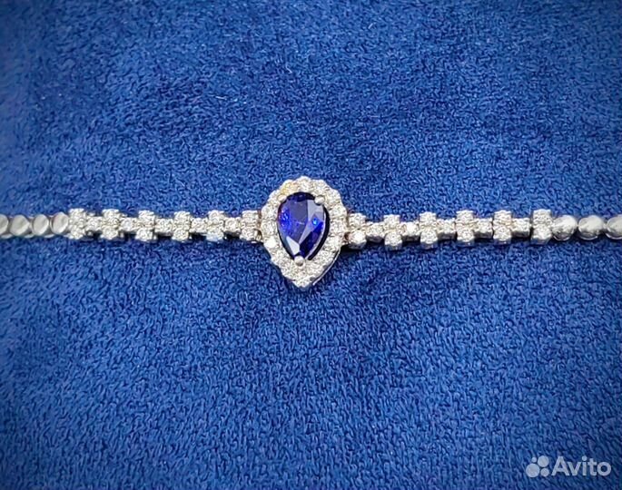 Золотой браслет с бриллиантами и сапфиром