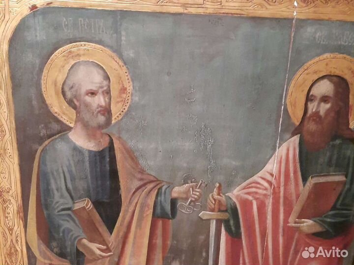 Апостолы Петр и Павел, большая икона 19 век, 71*52