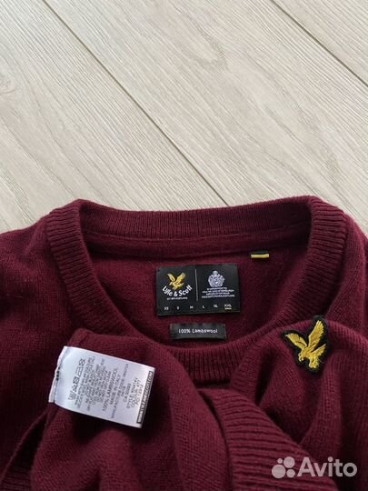 Бордовый шерстяной джемпер пуловер Lyle & Scott