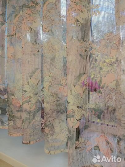 Готовый тюль на кухню короткий до подоконника