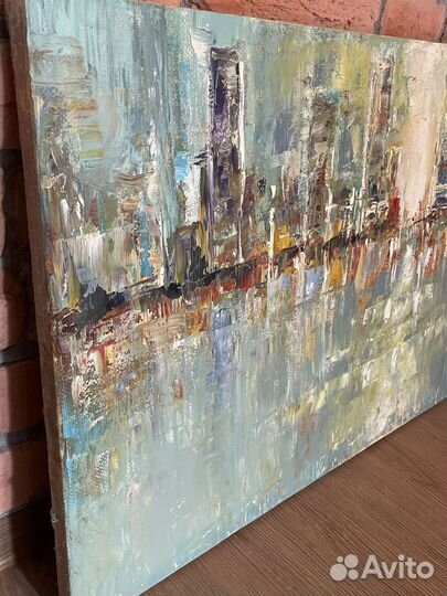 Картина маслом абстракция город