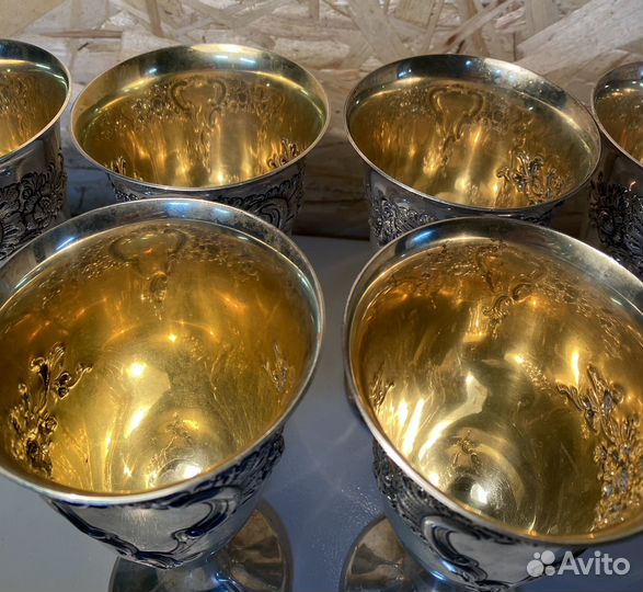 Бокалы крупные, винные, серебро