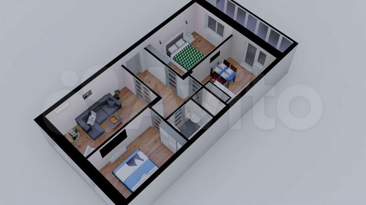 3-к. квартира, 69,3 м², 13/16 эт.