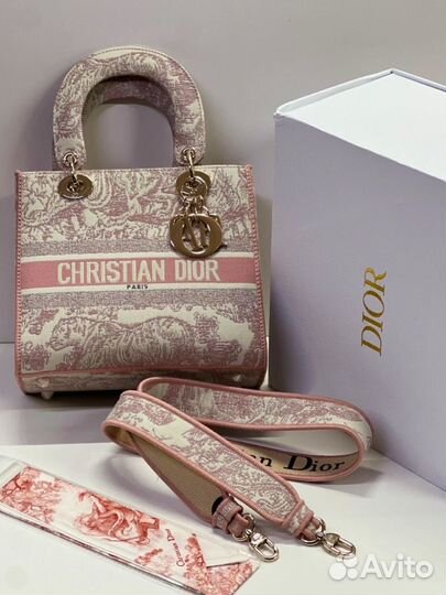 Сумка lady dior розовая