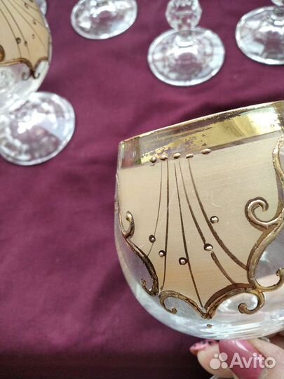 Чешское ст екло,богемия,набор 20 предметов