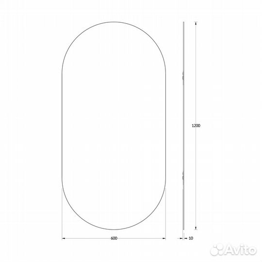 Зеркало черн окантовка 60x120 см evoform