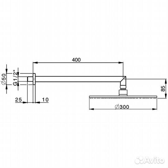 Cisal Shower Верхний душ D300 мм с настенным держ