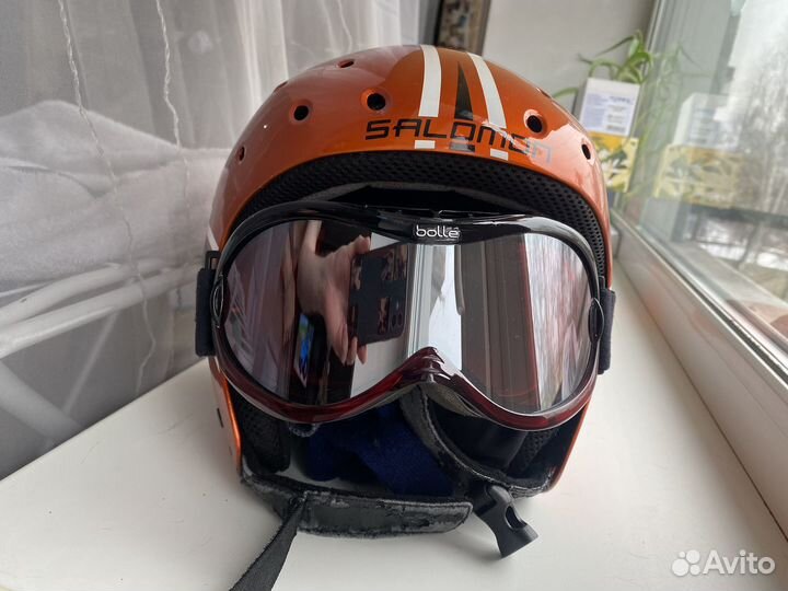 Горные лыжи, шлем, ботинки