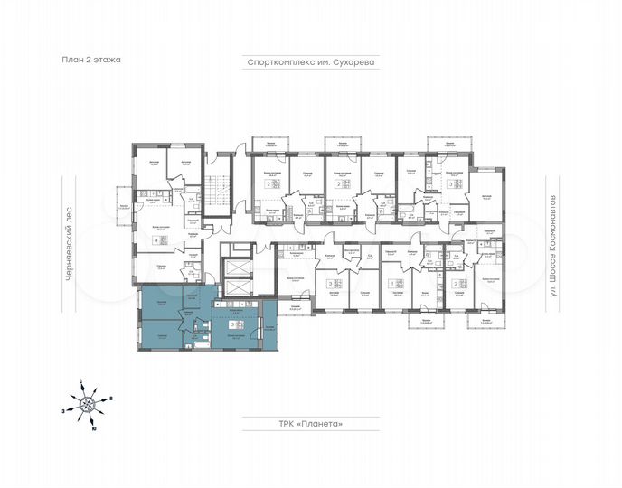 3-к. квартира, 67 м², 2/18 эт.
