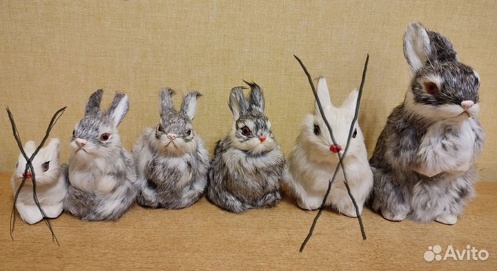 Заяц кролик фигурки с мехом реалистичные