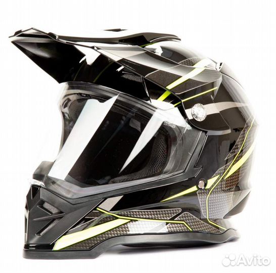 Шлем мото hizer B6197-1 (L) #4 black/yellow