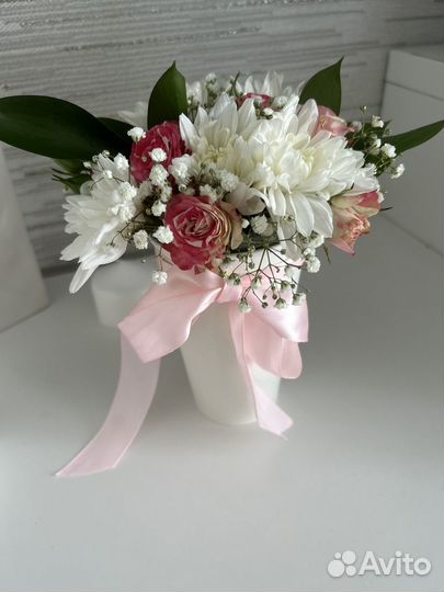 Букет мини цветочная композиция в стаканчике