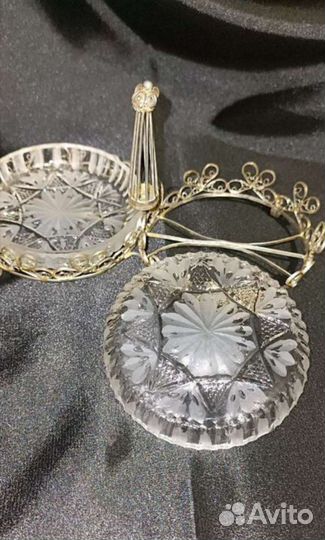 Менажница с мельхиоровой подставкой СССР 1970г