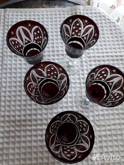 Фужеры, винтажный богемный хрусталь