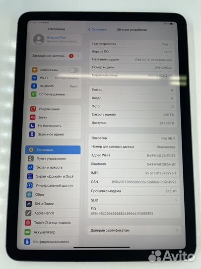 iPad Air 4 256gb Wifi + Cellular