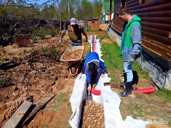 Траншеи Дренаж Септики Подводка воды в дом