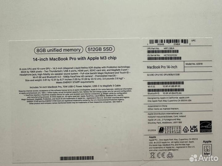 Apple macbook pro 14 m3 8/512 Silver MR7J3 новый н