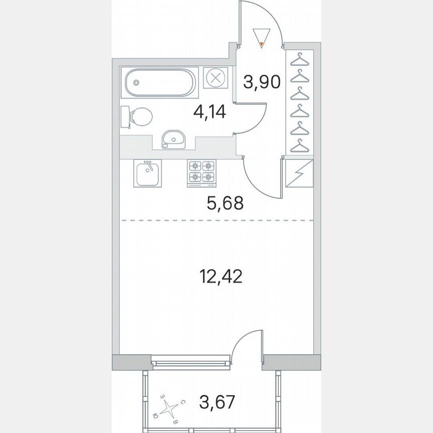 Квартира-студия, 27,2 м², 4/5 эт.