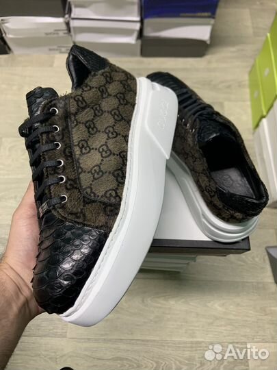 Мужские кроссовки gucci 41-42размер натур-ый питон