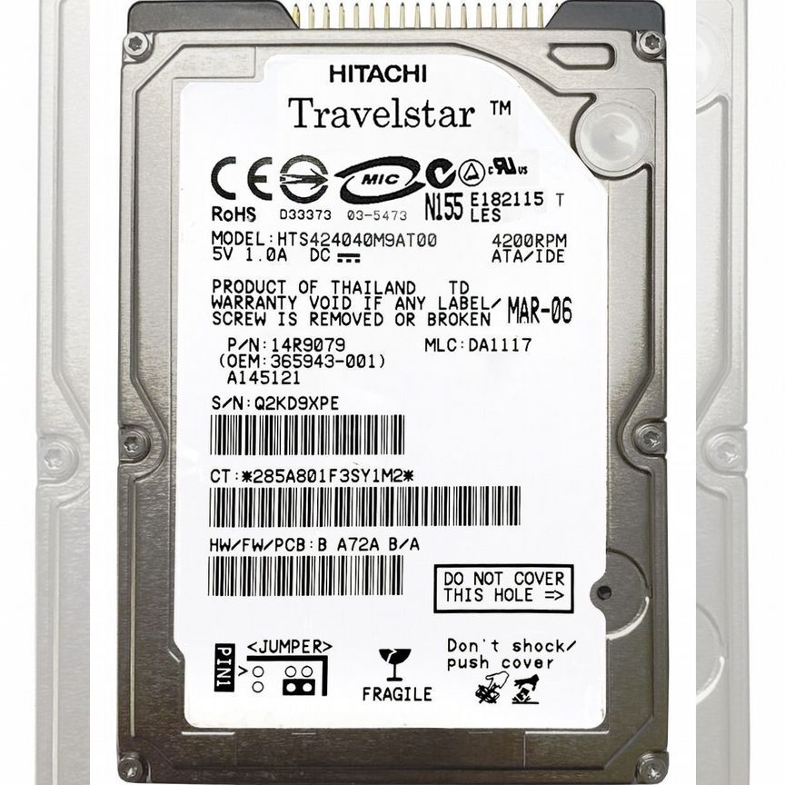 [HTS424040M9AT00] Жесткий Диск Hitachi 40gb 4200 Ide Hts424040m9at00