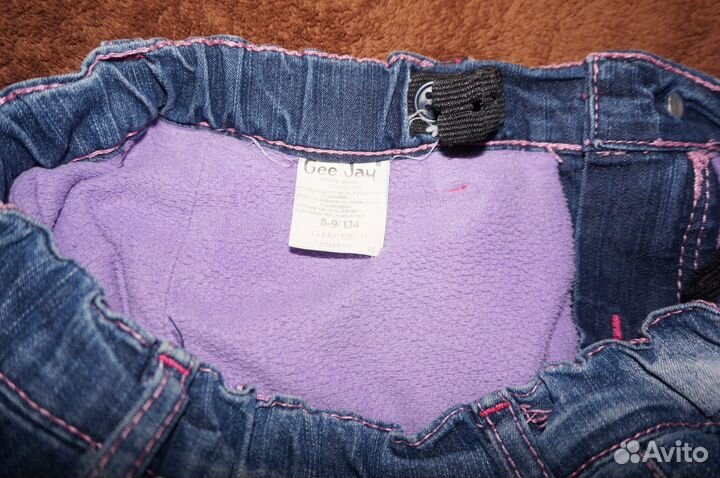 Джинсы утеплённые на флисе 134