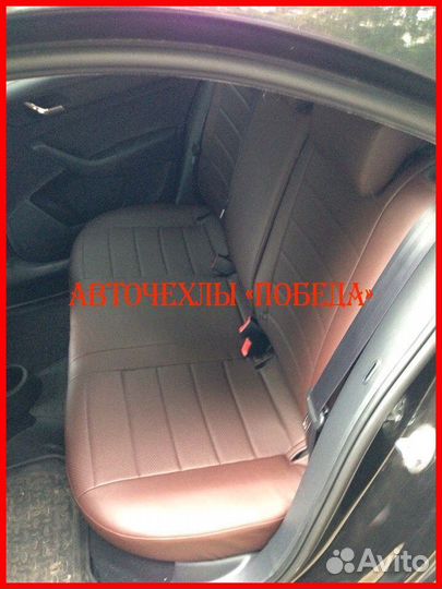 Чехлы Skoda Rapid 1 из экокожи шоколадные Классика