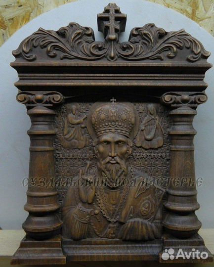 Икона Николай Чудотворец деревянная резная