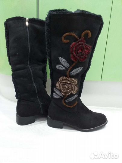 Сапоги зимние из натуральной замши