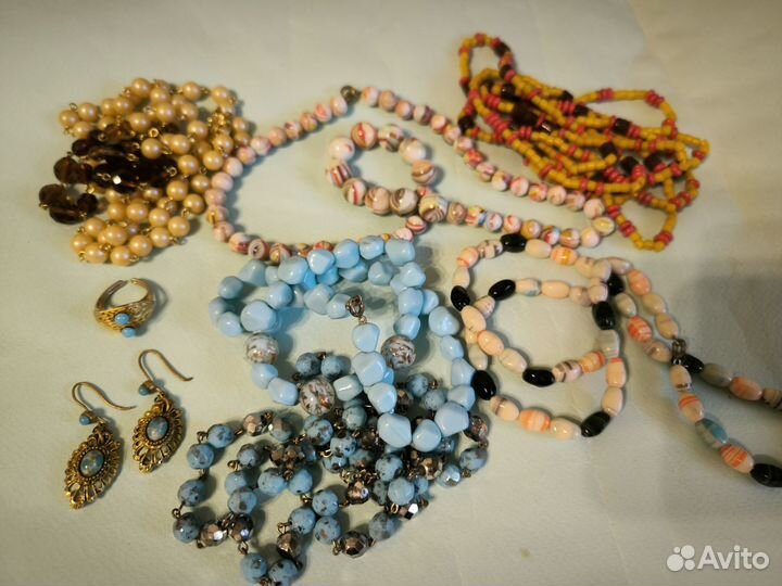 Пакетом чешская бижутерия бусы серьги