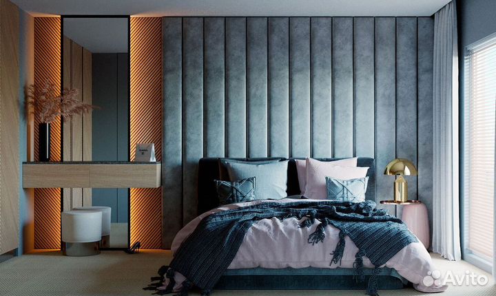 Мягкие стеновые панели из кожи, велюра