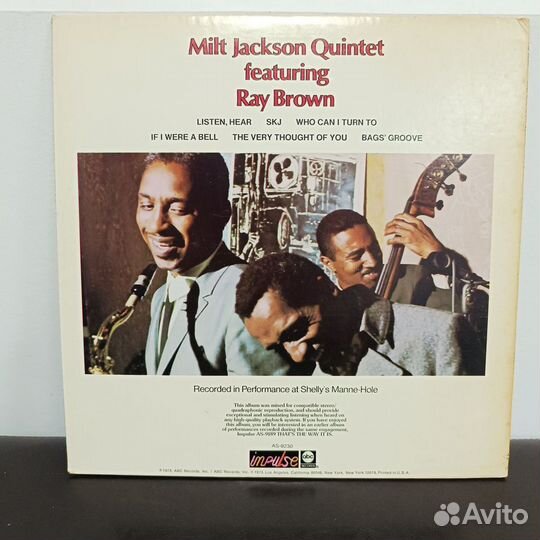 Milt Jackson QuintetFeaturingRay Brownвинил