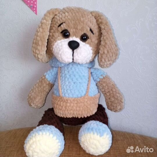 Пёсик из плюшевой пряжи