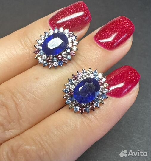 Серьги с сапфирами