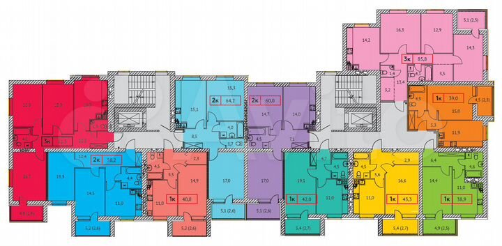 1-к. квартира, 42 м², 9/9 эт.