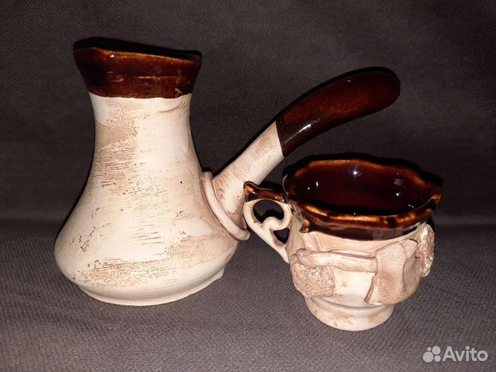 Турка с кофейной чашкой ручной работы