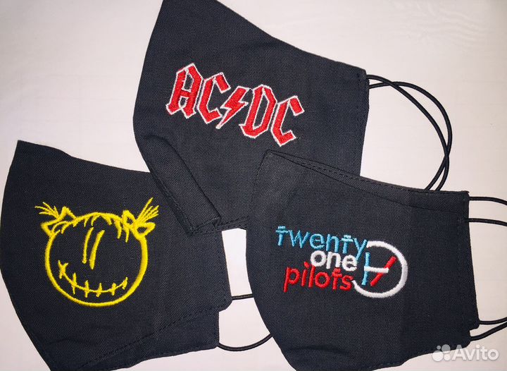 Маски с логотипом рок и не только