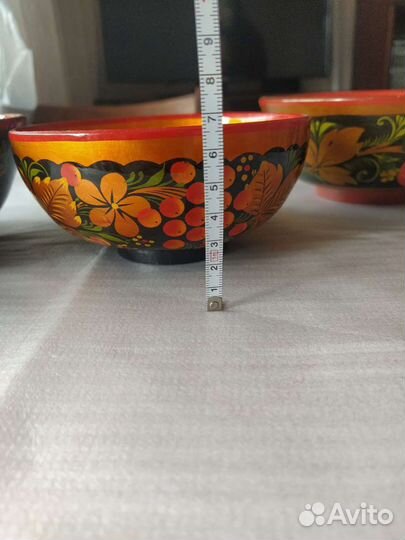 Деревянная чаша с Хохломской росписью